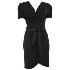 Dolce & Gabbana Black V Neck Belted Mini Dress Size M