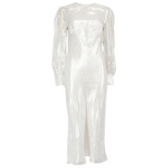 Olivia Von Halle Silver Silk Midi Dress Size S