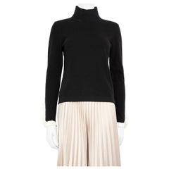 Temperley London Black Wool Knit Ruffle Trim Top Size S