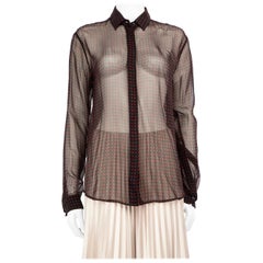 Saint Laurent Square Polka Dot Sheer Blouse Size S