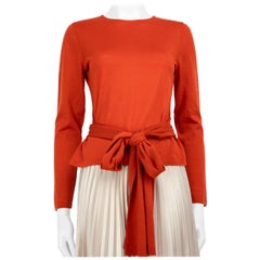 Carolina Herrera Orange Wool Waist Wrap Top Size S