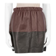 Vince Burgundy & Black Leather Mini Skirt Size XS