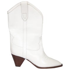Isabel Marant Bottes de cowboy brodées blanches, taille IT 37