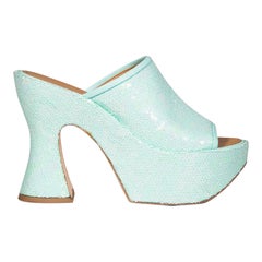 Loewe Turquoise Paula´s Ibiza Sequin Mules Size IT 37