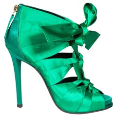 Roger Vivier Green Lace Up Peep Toe Heels Size IT 36