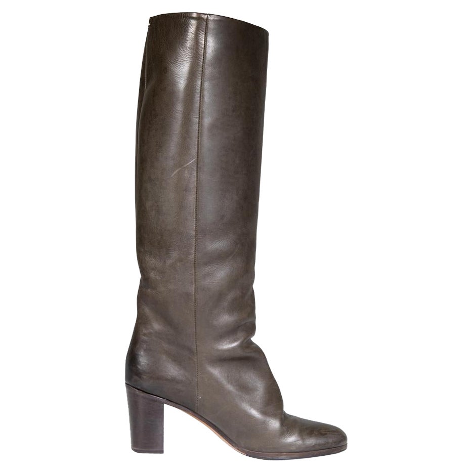 Maison Margiela Stivali al Ginocchio in Pelle Marrone Taglia IT 37.5 in vendita