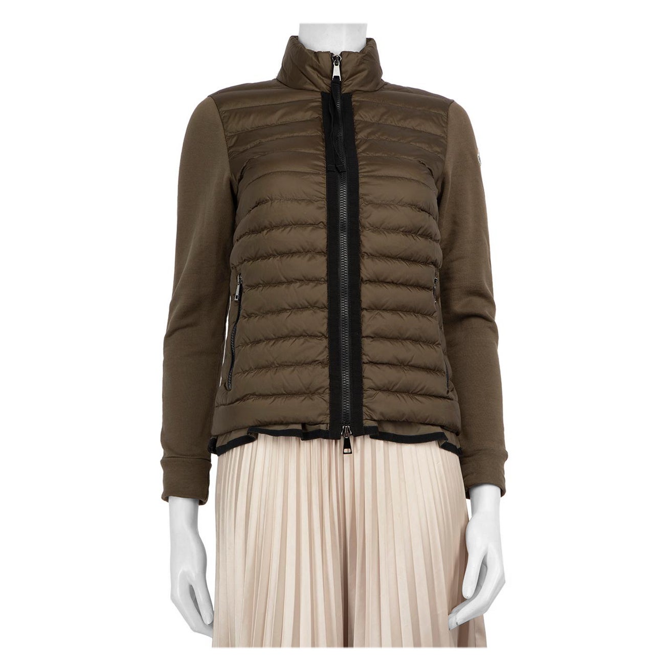 Moncler Khaki Maglia Puffer Cardigan Taglia S