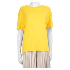 Off-White Yellow Floral Logo Print T-Shirt Size M