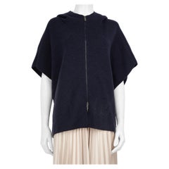 Fabiana Filippi Navy Wool Zip Hooded Knit Cardigan Size XS