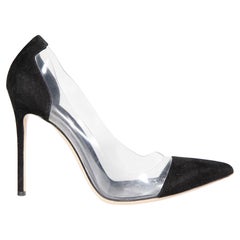 Gianvito Rossi Black Suede Plexi Pumps Size IT 40