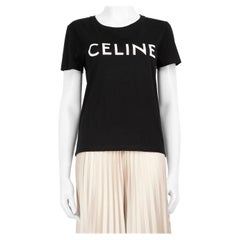 Céline Black Short Sleeve Logo Print T-Shirt Size S