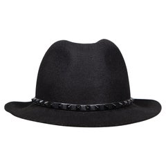 Valentino Garavani Black Wool Studded Fedora Hat