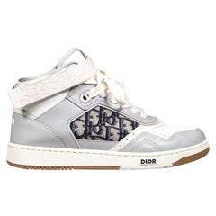Dior Grey & White Leather B27 High Top Trainers Size IT 38