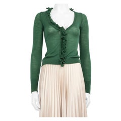 Ermanno Scervino Green Wool Ruffle Trim Trop Size S