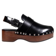 Hermès Black Calfskin Platform Hermione Mules Size IT 35