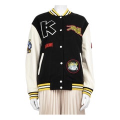 Chaqueta bomber Kenzo de lana y cuero con parche del logotipo Talla L