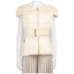 Elisabetta Franchi Cream Puffer Short Sleeve Gilet Size XXL