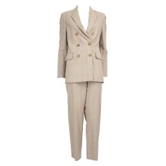 Maje Beige Tartan Blazer & Hose Set Größe L