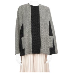 Dolce & Gabbana Grey Wool Houndstooth Poncho Size S