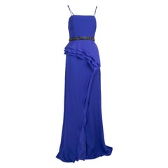 Badgley Mischka Blue Embellished Waist Maxi Gown Size XL