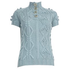 Moschino Cheap and Chic Top a maniche corte in maglia a cavi blu taglia M. I.