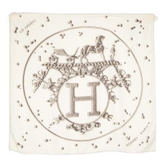 Hermès White Silk Carre 90 Scarf