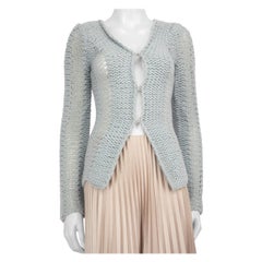 Emporio Armani Cardigan en maille de laine bleue, taille M