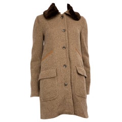 Ralph Lauren Ralph Lauren Abrigo con cuello de piel sintética de lana marrón Talla XS