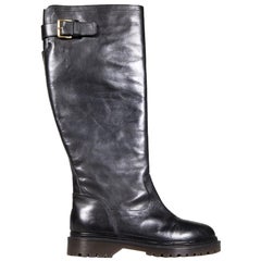Marni Botas negras de piel con hebillas hasta la rodilla Talla IT 37