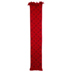Louis Vuitton Red Wool Logomania Scarf