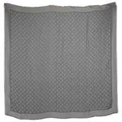 Louis Vuitton Grey Silk Monogram Scarf