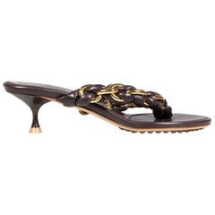 Bottega Veneta Brown Leather Chain Braided Mules Size IT 37