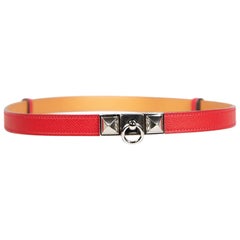 Hermès Red Leather Buckle Waist Belt