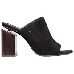 Alexander Wang Mules à bout ouvert en daim noir Taille IT 37,5