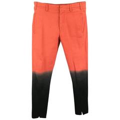 ANN DEMEULEMEESTER Size 30 Red & Black Ombre Dip Dye Pants