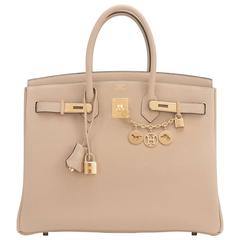 Hermes Trench 35cm Togo Birkin Beige Gold Hardware Summer Chic 9