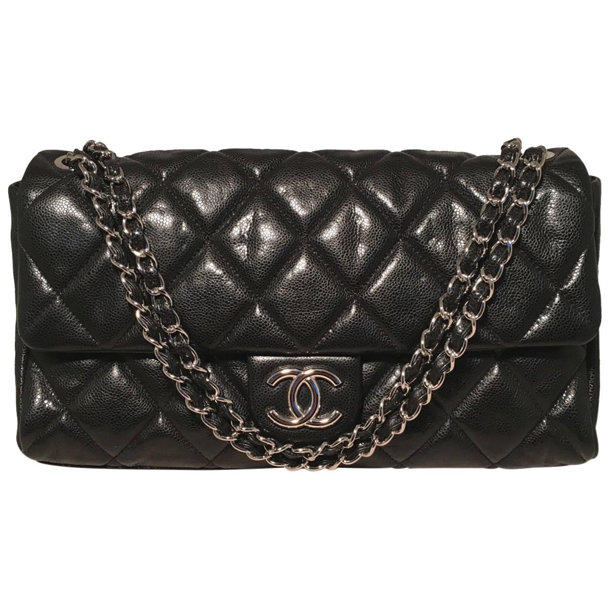 Chanel Black Relaxed Caviar XL Classic Flap Shoulder Bag