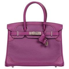 Hermès Anemone Togo & Swift Piel Ghillies Birkin 30cm Retourne