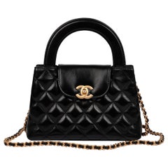 Chanel Black Quilted Calfskin Leather Nano Classic Kelly Shopper