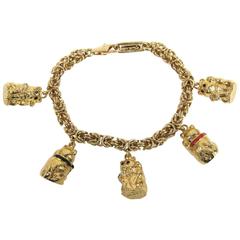 JUDITH LEIBER Teddy Bear Charm Bracelet New in Box 1980s 9