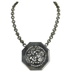 Outstanding Stephen Dweck "OOAK" Sterling Silver Disc Necklace 1980s Never worn 12