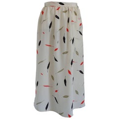 Basile white Leaves Silk Skirt