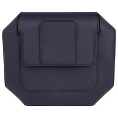 Hermes Octogone Pochette Clutch Bag Blue Indigo Epsom Leather