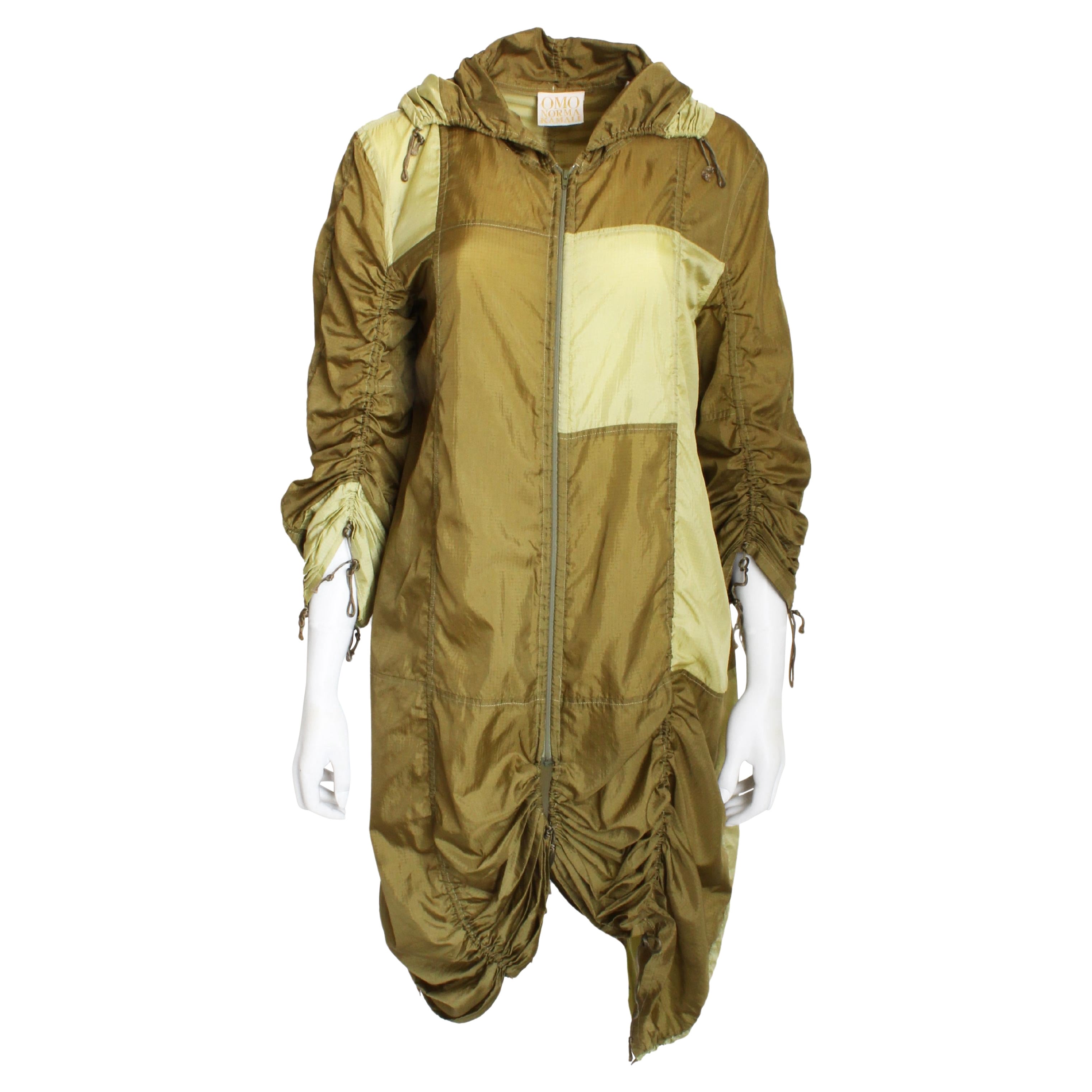 Norma Kamali OMO Parachute Jacket Khaki Green Color Block Rare Vintage 80s HTF For Sale
