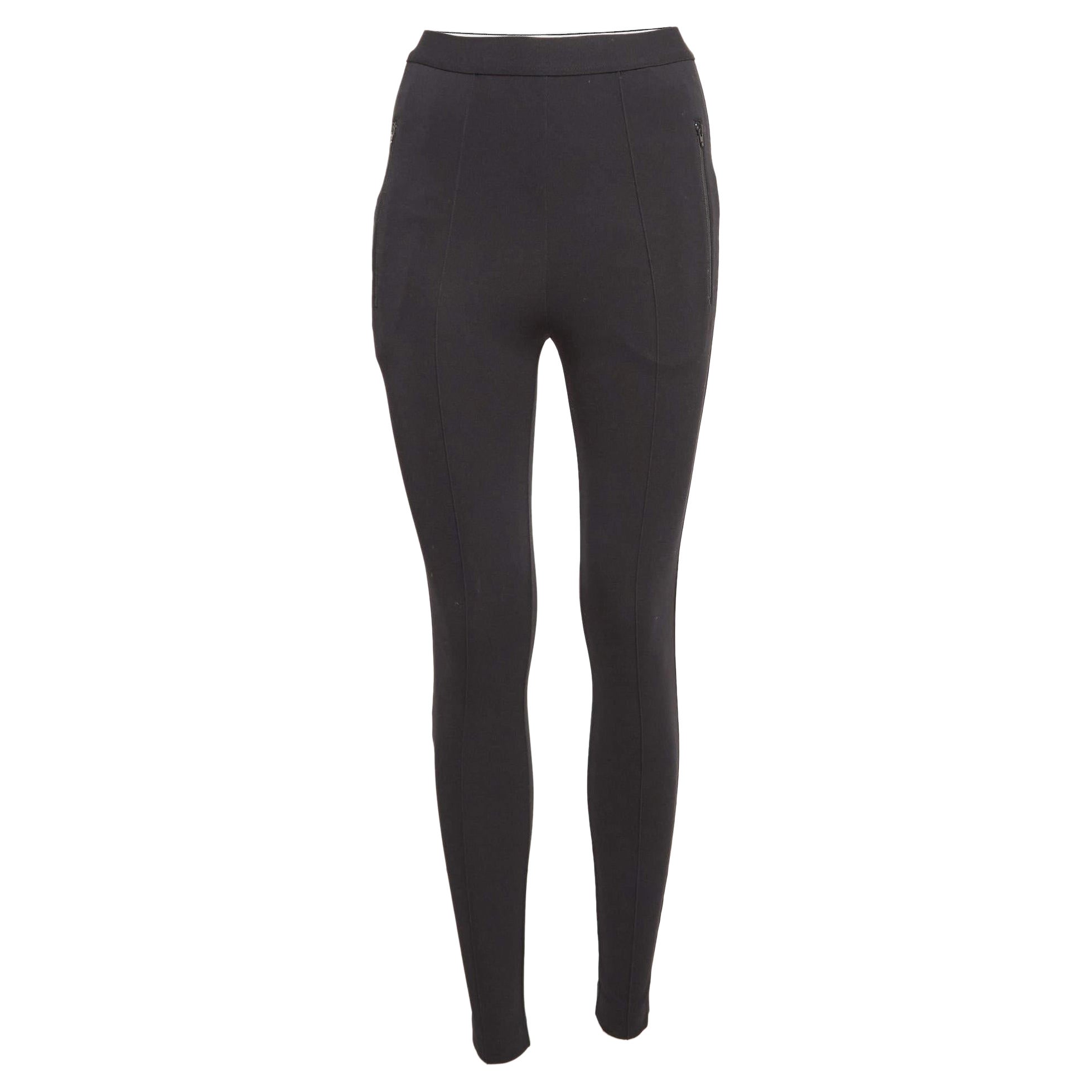Balenciaga - Leggings in maglia nera con dettaglio logo in vita S
