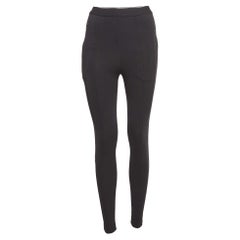 Balenciaga - Leggings in maglia nera con dettaglio logo in vita S