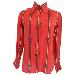 Gucci by Guccio Gucci Red Silk Shirt 2