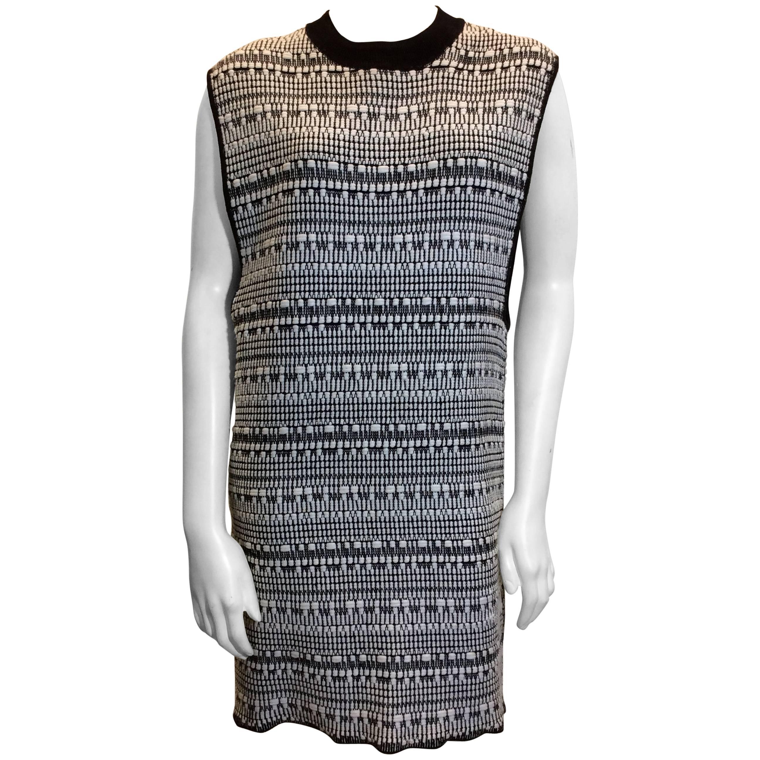 Helmut Lang Black and White Textured Sweater Dress For Sale