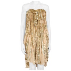 Elie Saab Gold Sequinned Strapless Dress Size M