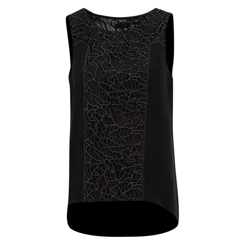 Rag & Bone - Top senza maniche con pannello in pizzo nero - taglia M.